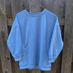 Halara Oversize Fleece Casual Sweatshirt - Cool Ice Blue